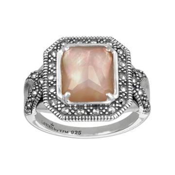 Lavish By Tjm Sterling Silver Mother-of-pearl And Crystal Doublet Ring - Made With Swarovski Marcasite, Women's, Size: 9, Yellow