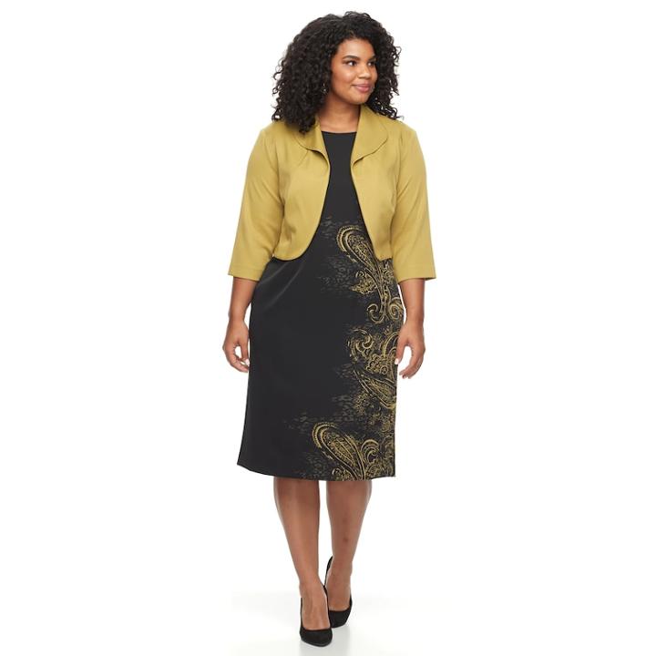 Plus Size Maya Brooke Paisley Dress & Jacket Set, Women's, Size: 24 W, Green