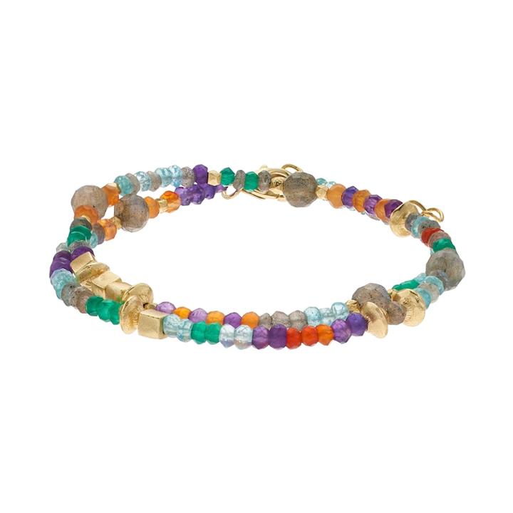 Gold Tone Gemstone Double Wrap Bracelet, Women's, Blue