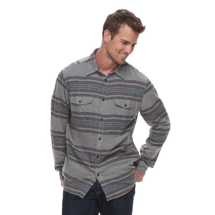 Men's Sonoma Goods For Life&trade; Slim-fit Flannel Button-down Shirt, Size: Large, Med Grey
