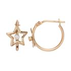 Taylor Grace 10k Gold Star Cubic Zirconia Hoop Earrings, Girl's, White