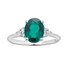 10k White Gold Lab-created Emerald And Diamond Accent Ring, Women's, Size: 10, Green