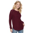 Women's Sonoma Goods For Life&trade; Cable Knit Yoke Crewneck Sweater, Size: Xl, Dark Red