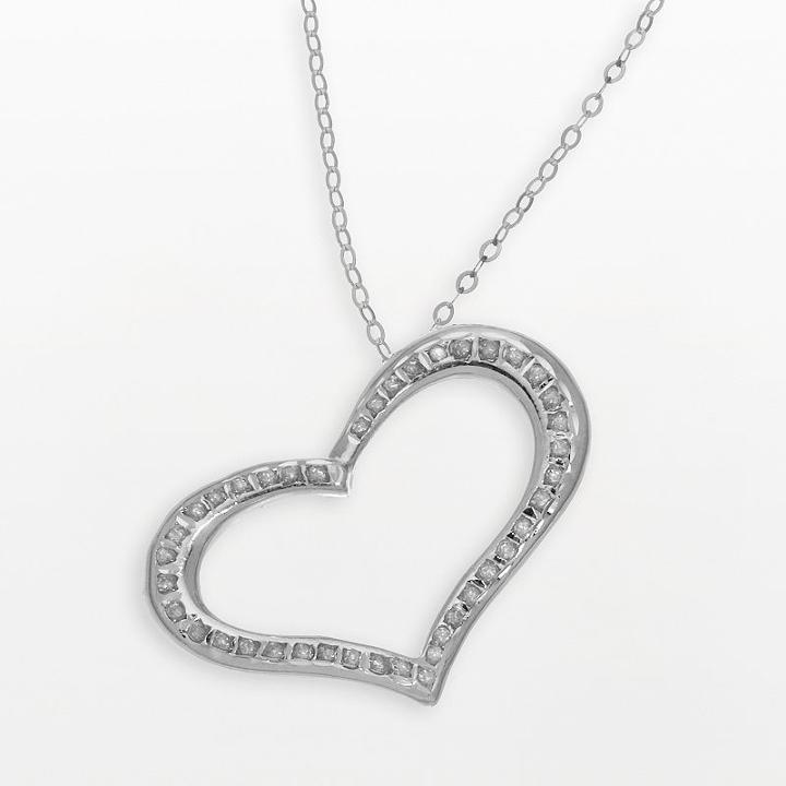 Diamond Fascination 14k White Gold Heart Pendant, Women's, Size: 18, Yellow