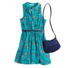 Girls 7-16 Knitworks Floral Belted Sleeveless Dress & Purse Set, Size: 7, Green