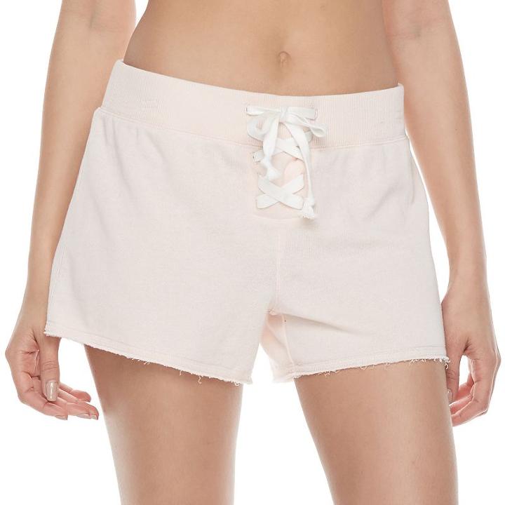 Juniors' So&reg; Lace-up Front Lounge Shorts, Girl's, Size: Large, Lt Orange