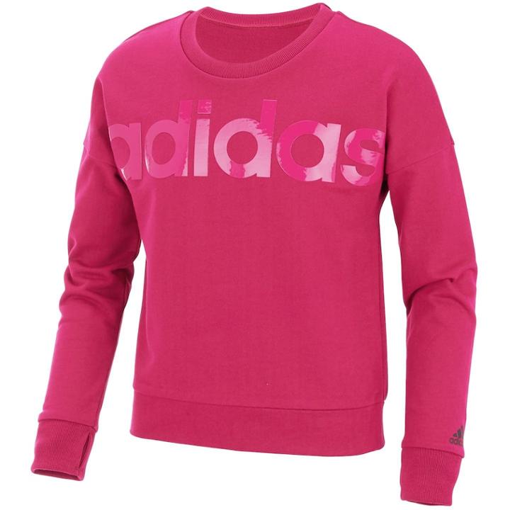 Girls 7-16 Adidas Long Sleeve Cropped Sweatshirt, Size: Small, Brt Pink