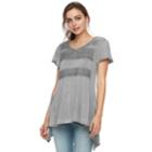 Women's World Unity V-neck Lace Front Tee, Size: Xs, Grey