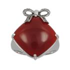 Lavish By Tjm Sterling Silver Red Agate Bow Ring - - Made With Swarovski Marcasite, Women's, Size: 6
