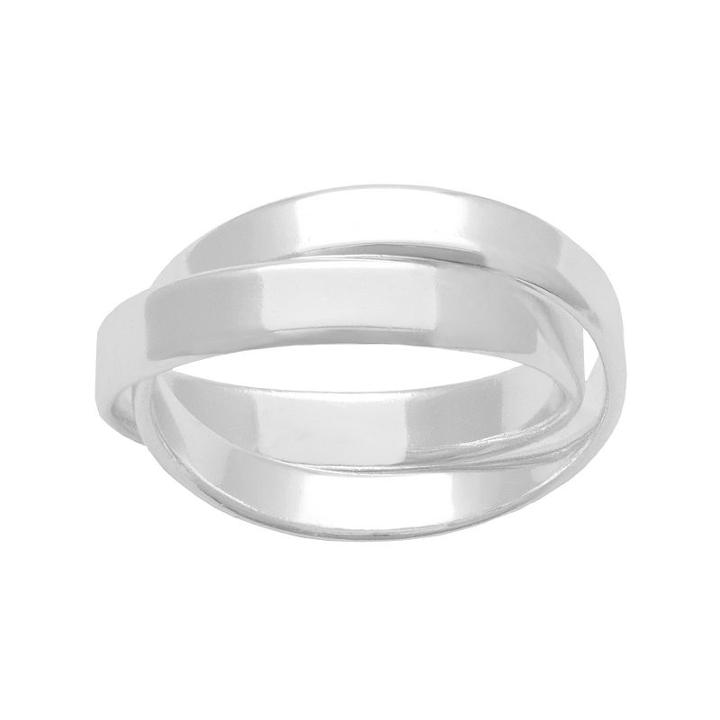 Sterling Silver Interlocking Band Ring, Women's, Size: 8, Grey