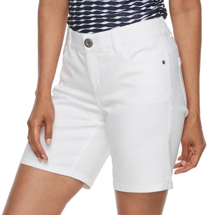 Women's Dana Buchman Mid-length Jean Shorts, Size: 10, White