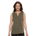 Women's Croft & Barrow&reg; Sleeveless Henley Shirt, Size: Medium, Green