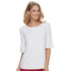 Women's Elle&trade; Clip-dot Ruffle Sleeve Top, Size: Medium, White