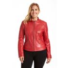 Plus Size Excelled Leather Motorcycle Jacket, Women's, Size: 1xl, Red