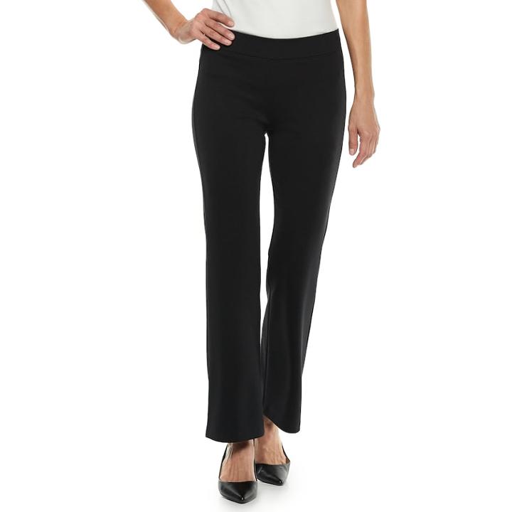 Women's Croft & Barrow Easy Care Pull-on Ponte Pants, Size: Xl, Black