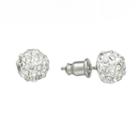 Chaps Silver Tone Simulated Crystal Ball Stud Earrings, Women's, Grey