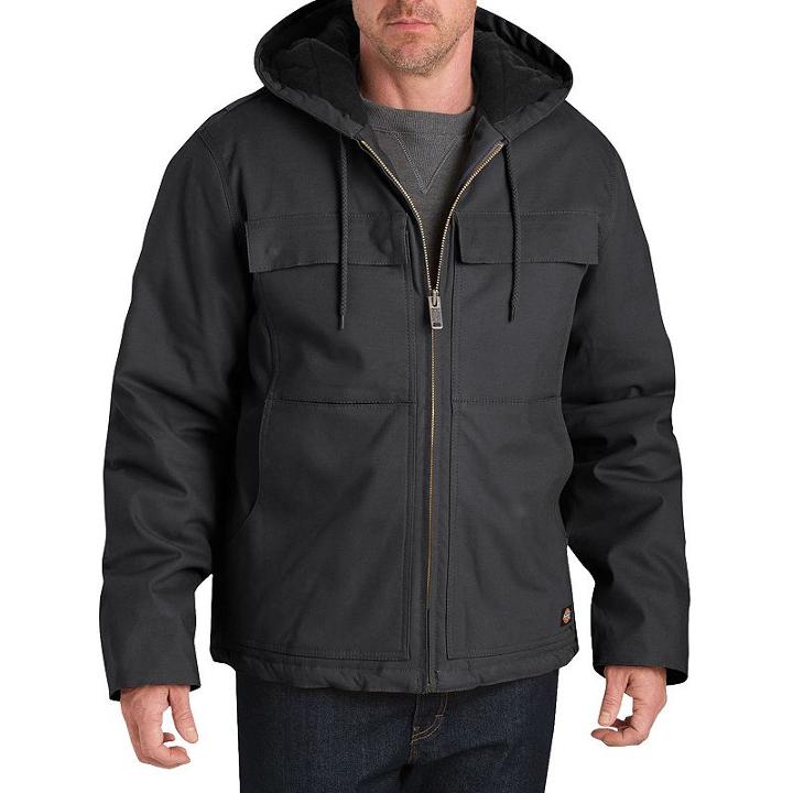 Men's Dickies Stretch Duck Hooded Jacket, Size: Medium, Black