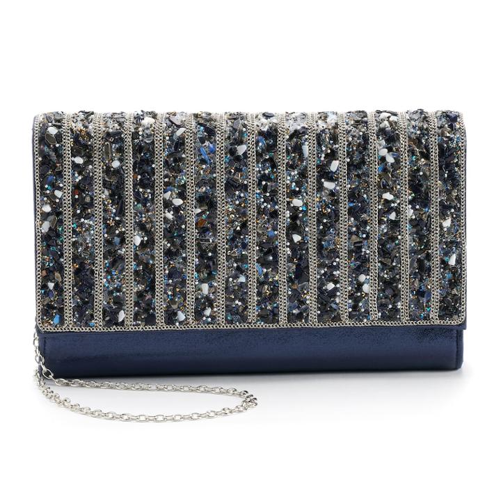 Gunne Sax By Jessica Mcclintock Nora Studded Satin Crossbody Clutch, Women's, Blue (navy)