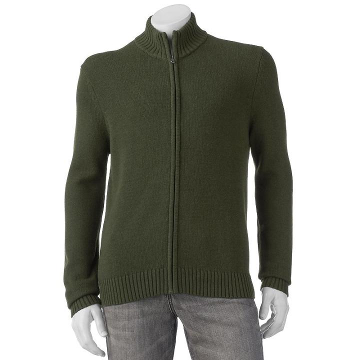 Big & Tall Croft & Barrow&reg; Classic-fit 5gg Ribbed Full-zip Sweater, Men's, Size: 4xb, Lt Green