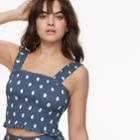 K/lab Polka-dot Smocked Crop Tank, Teens, Size: Xl, Light Blue