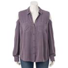 Plus Size Rock & Republic&reg; Cold-shoulder Shirt, Women's, Size: 2xl, Med Purple