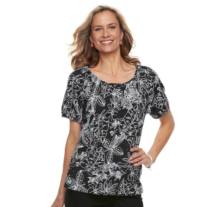 Women's Cathy Daniels Embellished Floral Top, Size: Small, Black