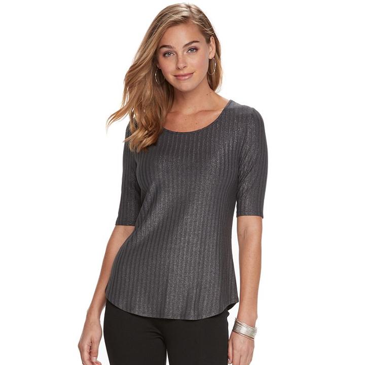 Women's Apt. 9&reg; Essential Scoopneck Tee, Size: Small, Grey