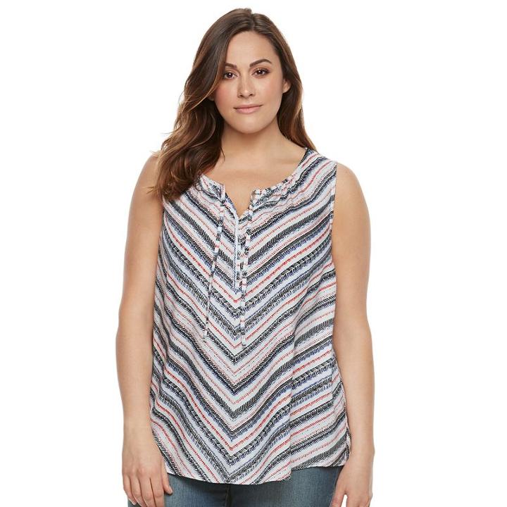 Plus Size Sonoma Goods For Life&trade; Front Tie Tank, Women's, Size: 3xl, Natural