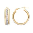 Everlasting Gold 10k Gold Two Tone Textured Hoop Earrings, Women's, Multicolor