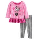 Disney's Minnie Mouse Baby Girl Ruffled Top & Polka-dot Leggings Set, Size: 24 Months, Pink