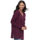 Juniors' It's Our Time Lace-up Tunic Sweater, Teens, Size: Large, Drk Purple