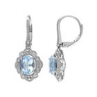 Sky Blue Topaz And 1/10 Carat T.w. Diamond Sterling Silver Drop Earrings, Women's