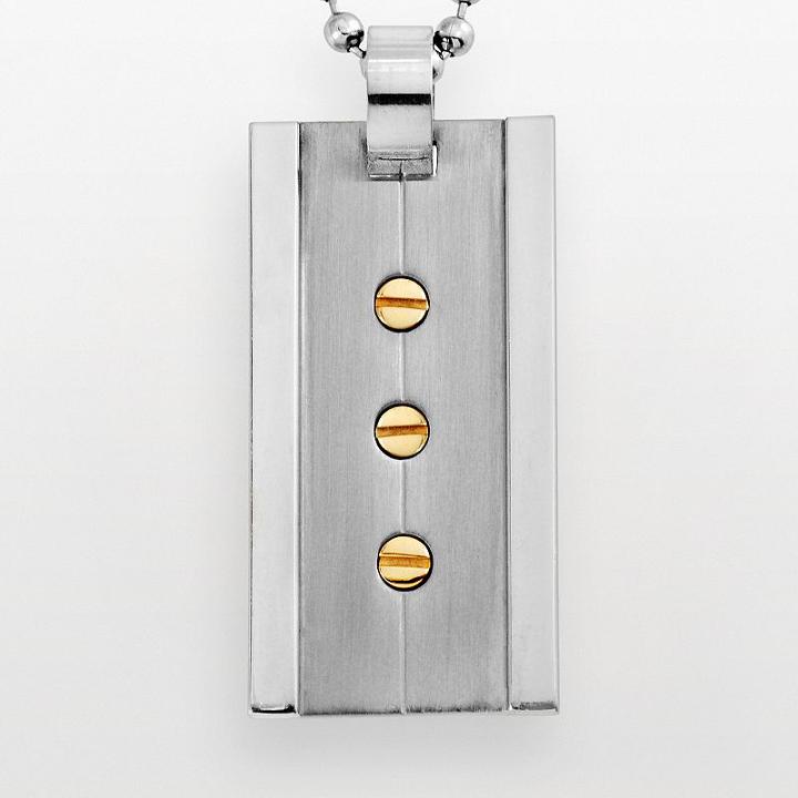 Stainless Steel And Yellow Immersion-plated Stainless Steel Pendant - Men, Size: 24, Multicolor