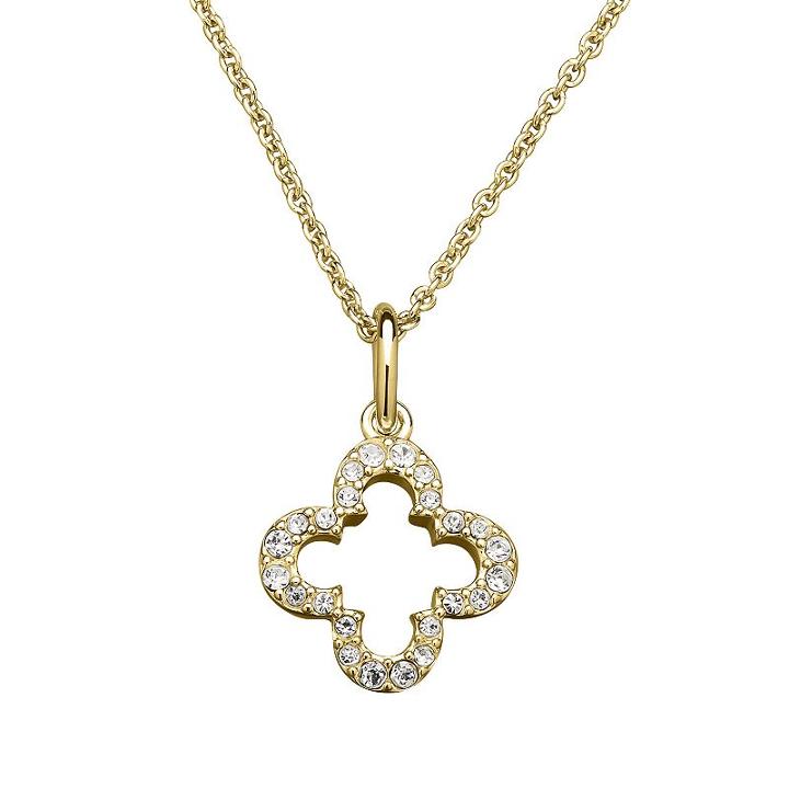 Marie Claire Jewelry Crystal Gold Tone Clover Pendant Necklace, Women's, Size: 17, White