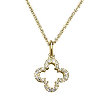 Marie Claire Jewelry Crystal Gold Tone Clover Pendant Necklace, Women's, Size: 17, White