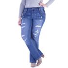 Juniors' Plus Size Amethyst Ripped Baby Bootcut Jeans, Teens, Size: 16w T/l, Dark Blue