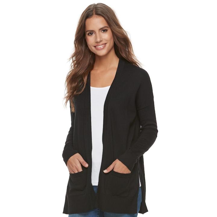 Women's Sonoma Goods For Life™ Slit Cardigan, Size: Small, Black
