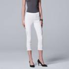 Simply Vera Vera Wang Frayed Side Split Denim Capri Leggings, Women's, Size: Large, White