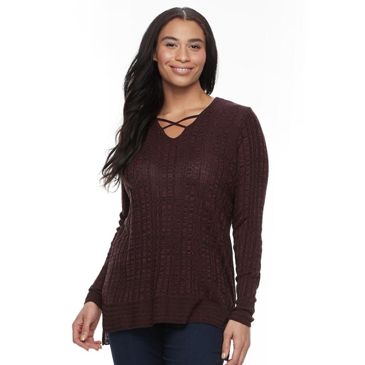 Plus Size Apt. 9&reg; Crisscross Ribbed Sweater, Women's, Size: 3xl, Green