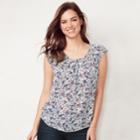 Women's Lc Lauren Conrad Love, Lauren Pleated Top, Size: Small, Blue