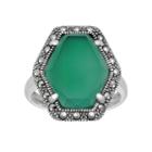 Lavish By Tjm Sterling Silver Green Chalcedony Ring - Made With Swarovski Marcasite, Women's, Size: 8