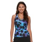 Women's Zeroxposur Tropical Racerback Tankini Top, Size: 6, Drk Purple