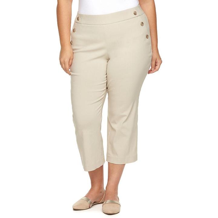 Plus Size Dana Buchman Crop Straight-leg Pants, Women's, Size: 3xl, Lt Brown