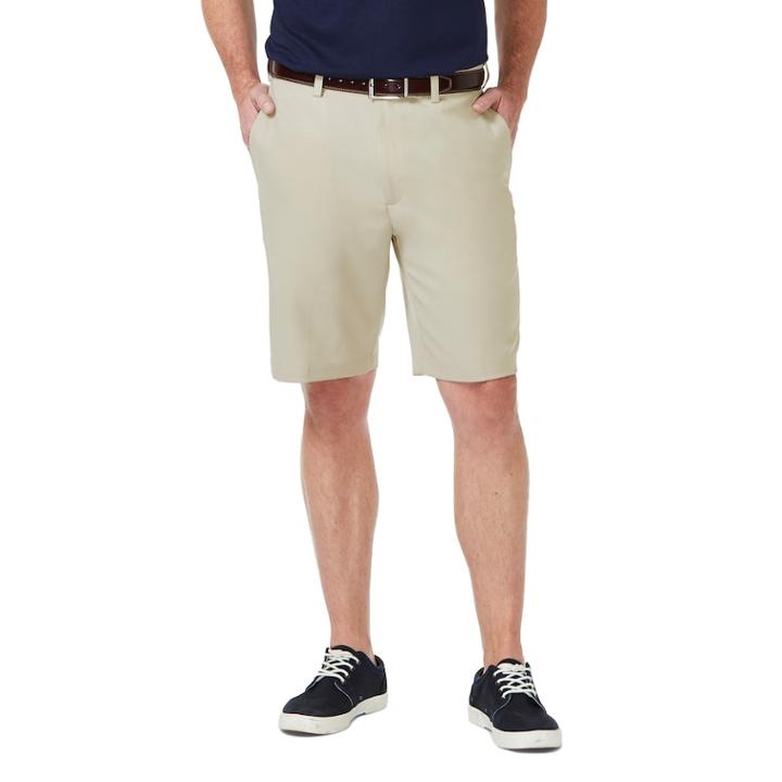 Men's Haggar&reg; Cool 18&reg; Pro Straight-fit Solid Flat-front Shorts, Size: 44, Lt Beige