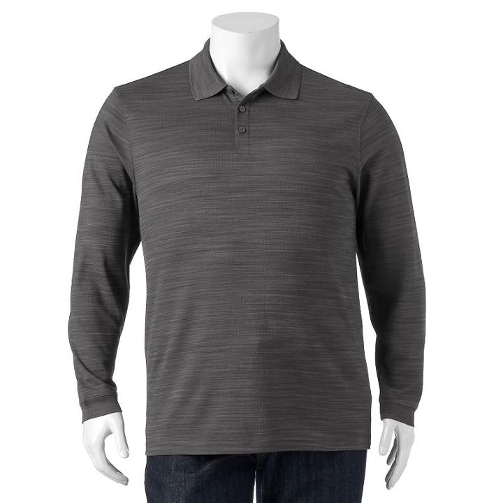 Big & Tall Haggar Classic-fit Space-dyed Textured Performance Polo, Men's, Size: L Tall, Silver