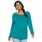 Juniors' Plus Size Mudd&reg; Crewneck Tee, Teens, Size: 3xl, Dark Blue