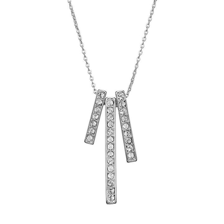 Crystal Collection Crystal Silver-plated Stick Pendant Necklace, Women's, Grey