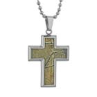 Lynx Stainless Steel Camouflage Cross Pendant Necklace - Men, Size: 22, Brown