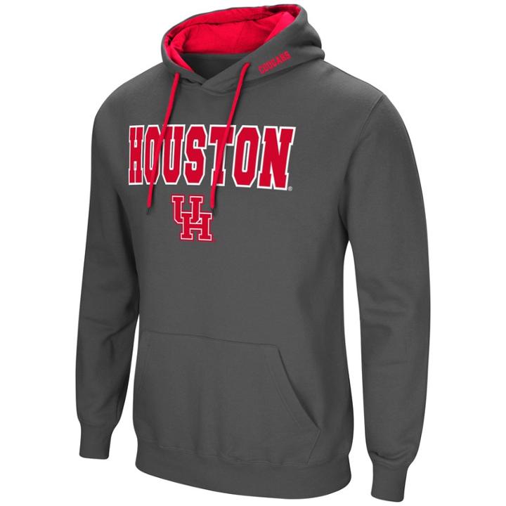 Men's Houston Cougars Pullover Fleece Hoodie, Size: Small, Dark Grey