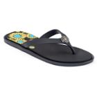 Love This Life Rhinestone Sunflower Print Flip Flops, Women's, Size: Large, Black